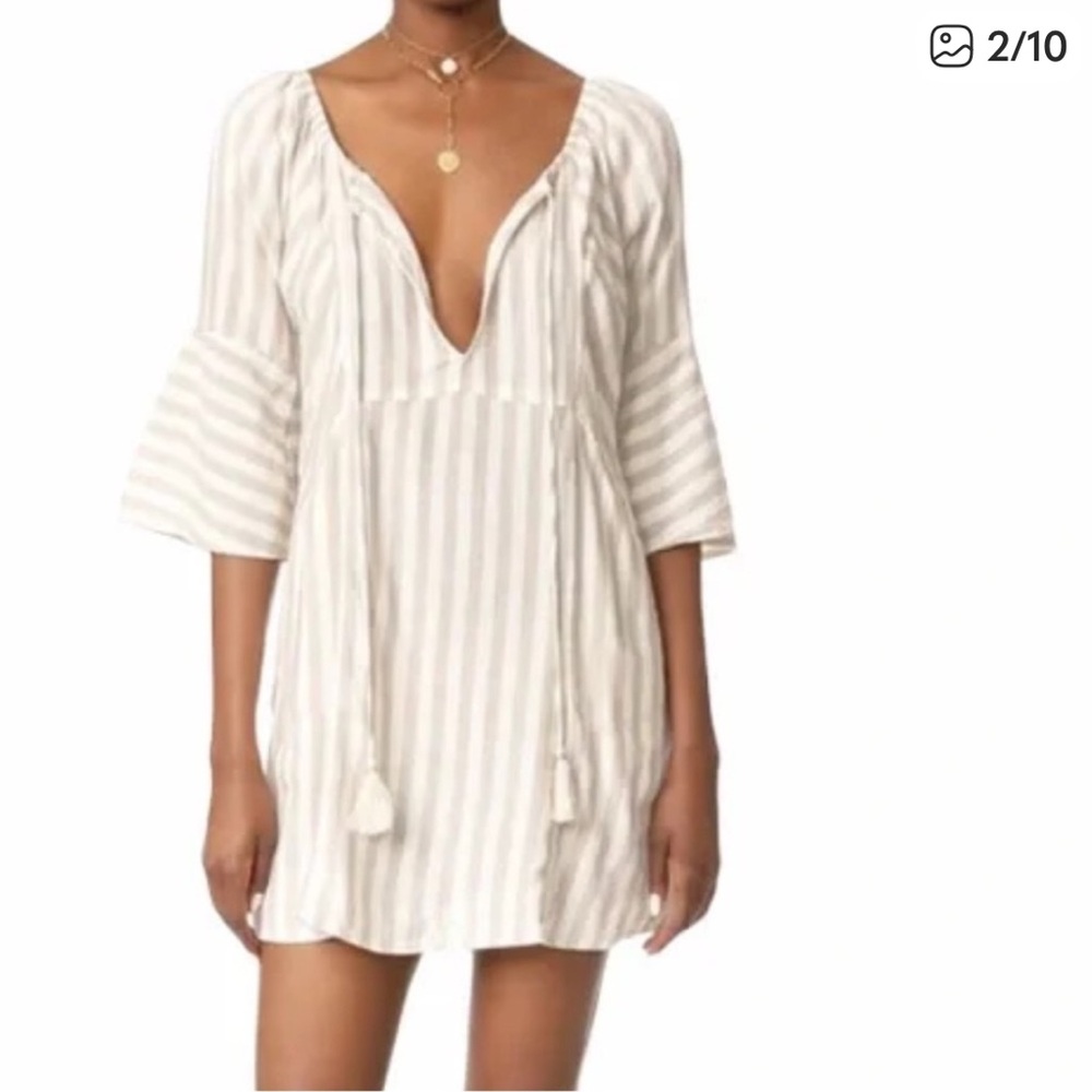Free People Dress/Swim Cover - Size S - Linen & White Stripes